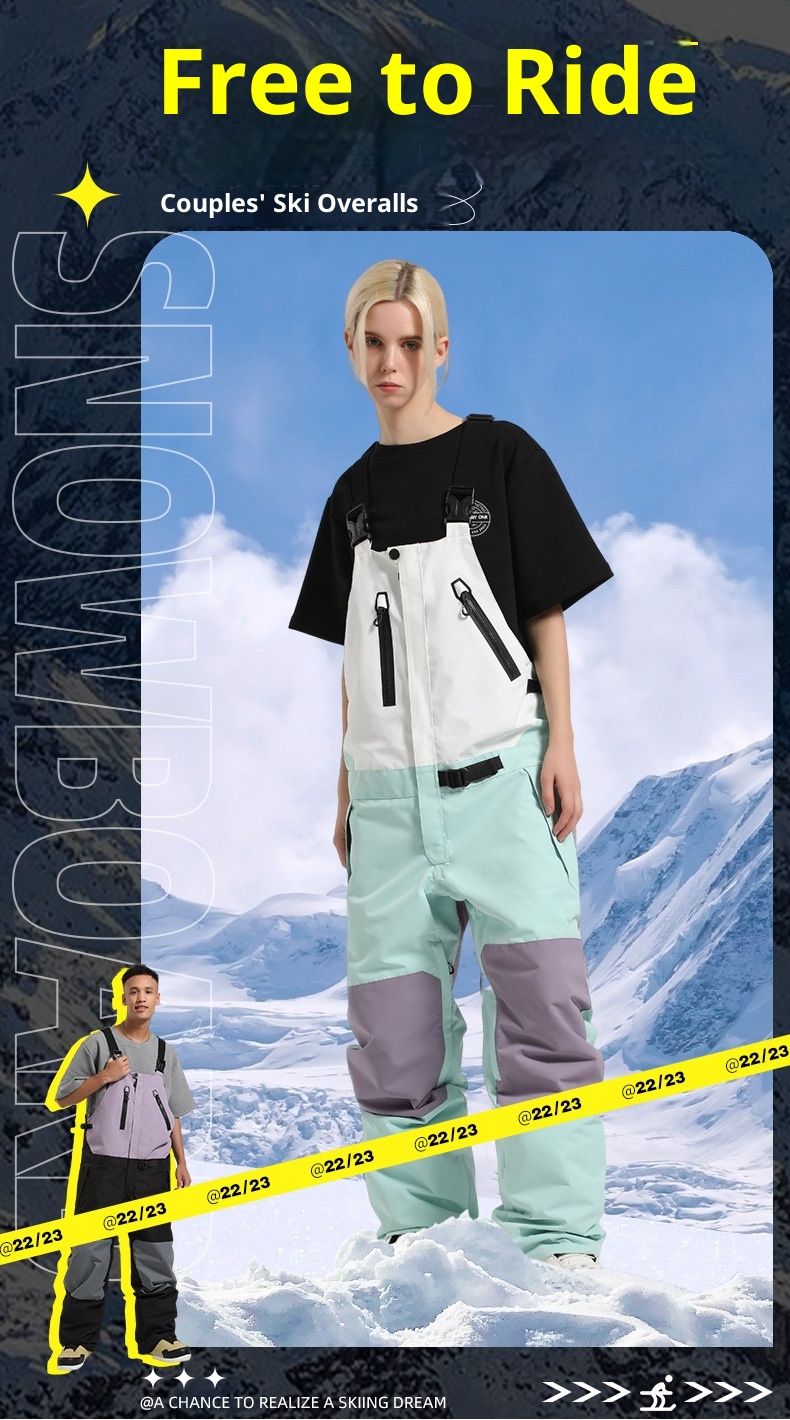 Salopette de snowboard femme style 001, coupe-vent, imperméable, respirante, vêtement de travail chaud pour l'extérieur, pantalon de ski une pièce pour homme._voghion.com