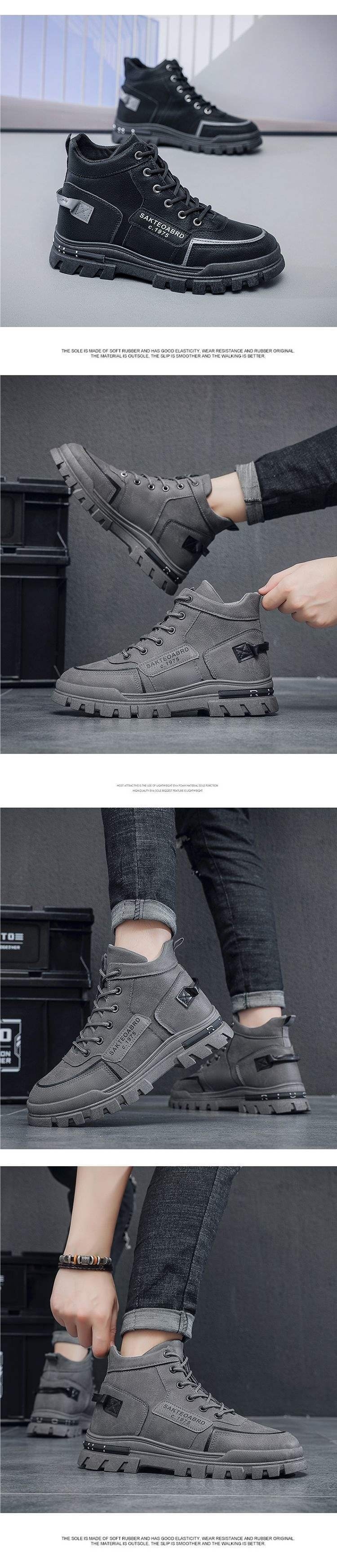 Chaussures de sécurité imperméables et résistantes à l'usure ShoeGlobe pour hommes, automne-hiver, style Dongdi, idéales pour la randonnée, le sport et le travail en extérieur (type Martin Boots)._voghion.com