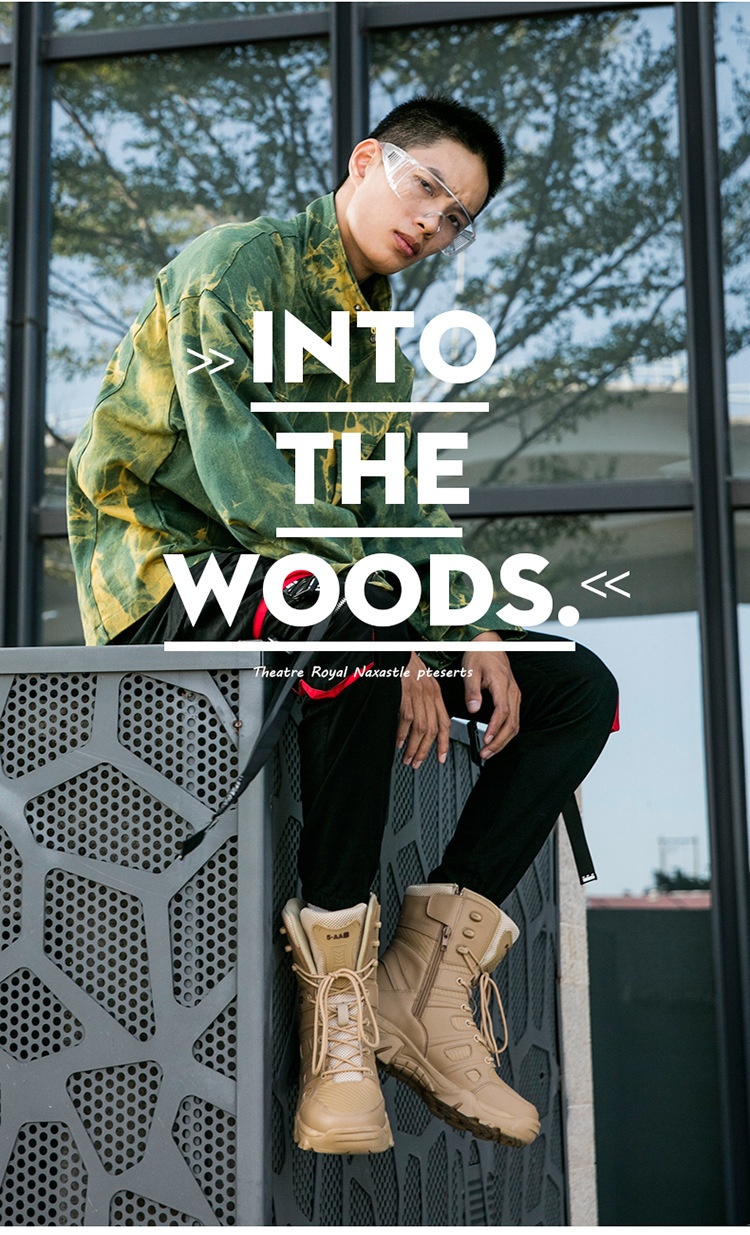 ShoeGlobe Neue Herbst/Winter Herren-Wanderschuhe, schwarz, rutschfest, flacher Absatz, Einheitsgröße, auf Lager, verdickter, hoher Schaft, haftend, vorne_voghion.com