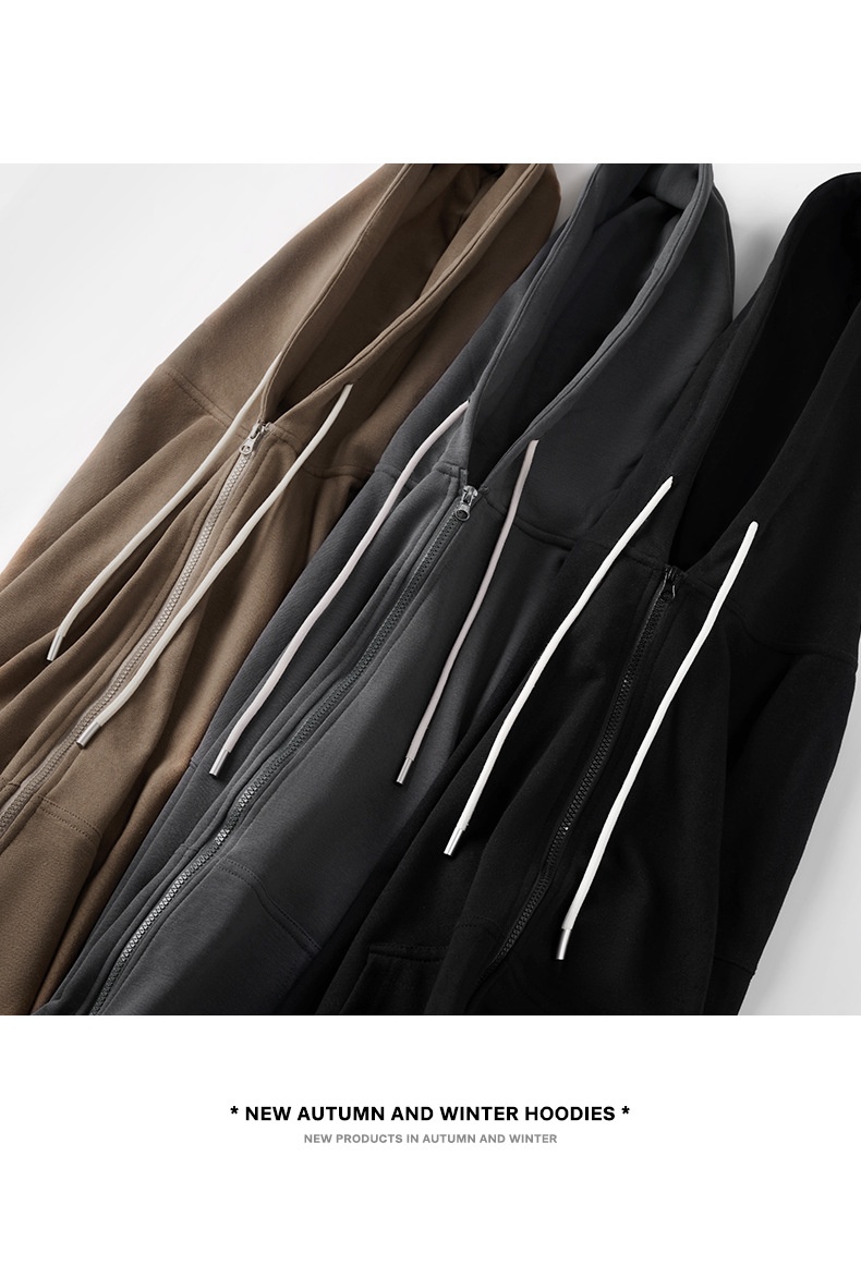 600g męska kurtka kardigan American Heavyweight Silver Fox Fleece, jesień-zima, pogrubiona i podszyta, jednolity kolor,_voghion.com