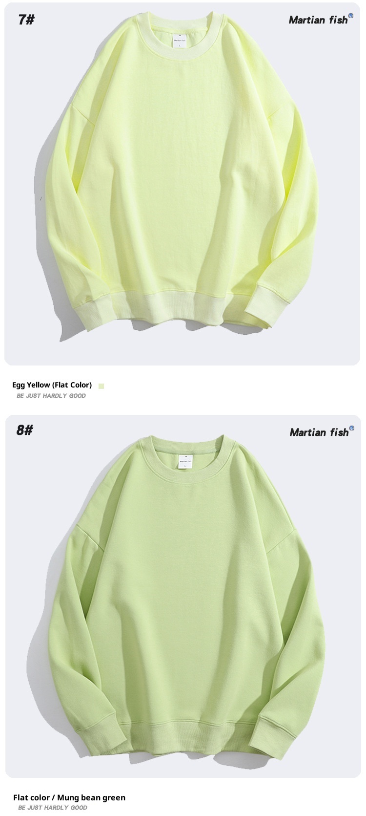 Sudadera unisex oversize de algodón saludable de 300 g, color liso, cuello redondo y hombros caídos. Ideal para padres e hijos._voghion.com