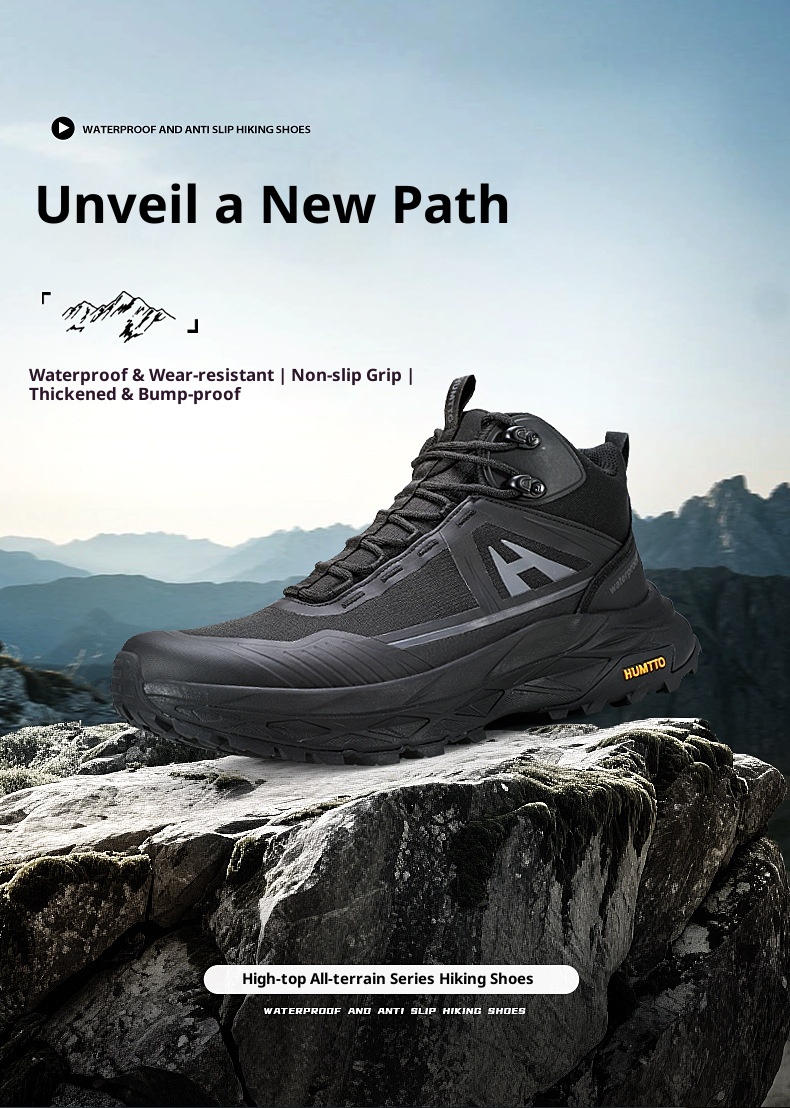 ShoeGlobe Hantu Regenstiefel für Herren, leichte, atmungsaktive, rutschfeste, abriebfeste und wasserdichte Herbstschuhe mit dicker Sohle für den Außenbereich_voghion.com