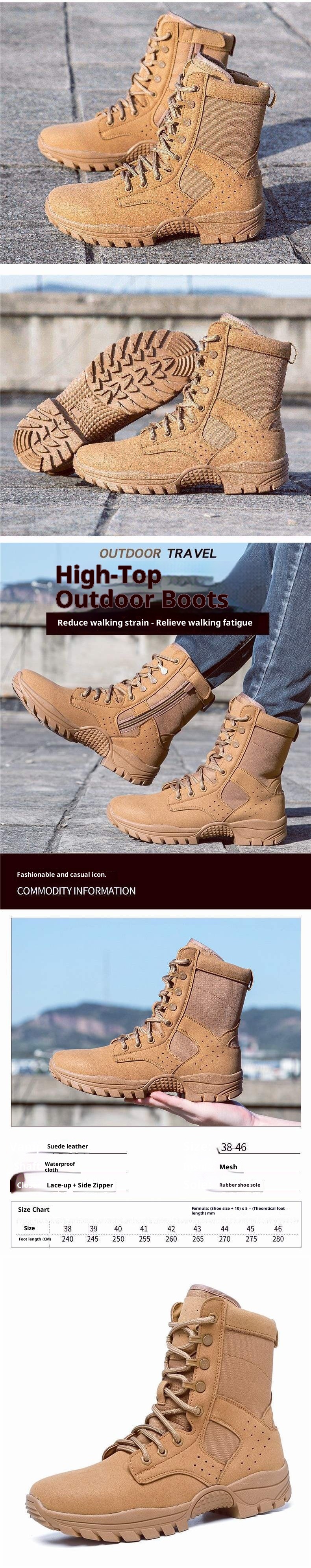 ShoeGlobe Scarpe da trekking da esterno, nere, resistenti all'usura, traspiranti, antiurto, impermeabili, per allenamento e equitazione_voghion.com