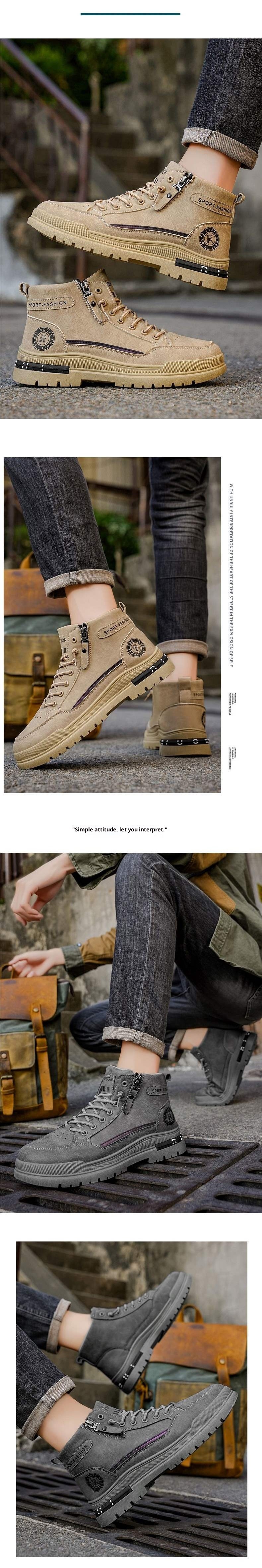 ShoeGlobe Stivali da uomo Martin High Top, stile britannico retrò, impermeabili, antiscivolo, da lavoro e da escursionismo all'aperto_voghion.com