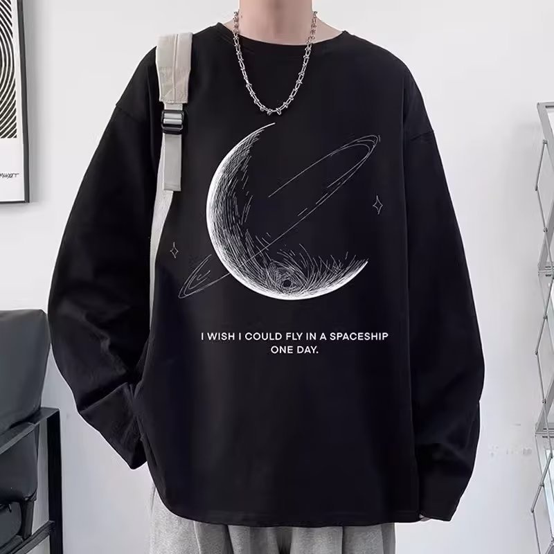 boy Boy Printed Versatile Long Sleeve T-Shirt For Men 2024 Spring And Autumn Trendy Brand Loose Fit Youth Casual Base Shirt Tee_voghion.com