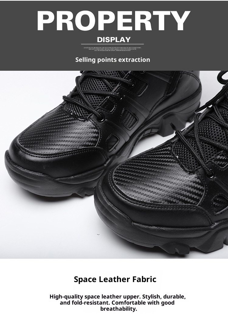 ShoeGlobe Neue Herbst/Winter Herren-Wanderschuhe, schwarz, rutschfest, flacher Absatz, Einheitsgröße, auf Lager, verdickter, hoher Schaft, haftend, vorne_voghion.com