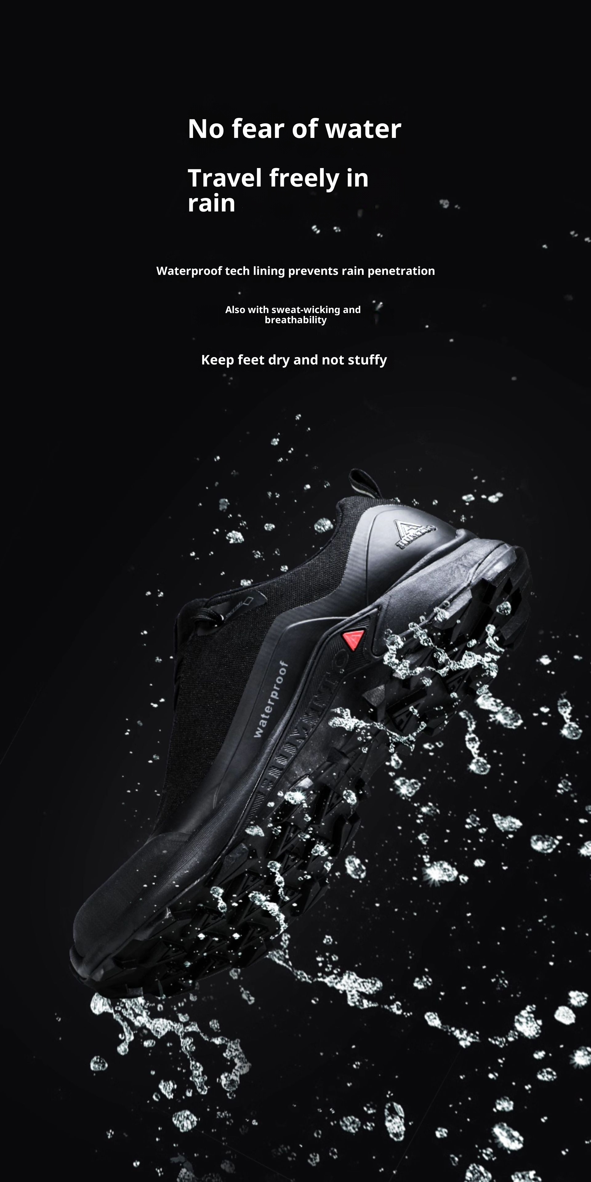 Chaussures ShoeGlobe Hantu imperméables pour hommes, légères et respirantes, idéales pour l'été, les jours de pluie, antidérapantes et amortissantes pour le sport et la randonnée en extérieur. Idéales pour l'été, les activités de plein air et les journées pluvieuses._voghion.com