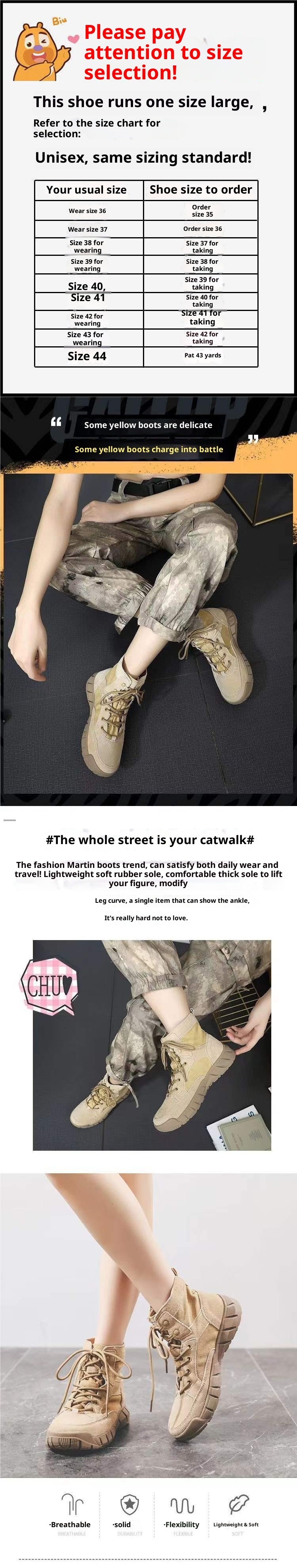 ShoeGlobe ShoeGlobe Original Scarpe da trekking da donna, Scarpe da trekking impermeabili antiscivolo, Scarponi da lavoro nel deserto, Stivali Martin da uomo_voghion.com