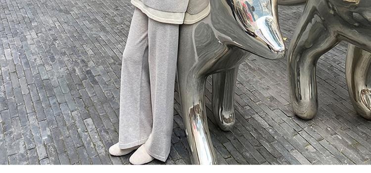 Ensemble deux pièces automne-hiver 001 : pull ample décontracté style européen pour femme, pantalon large et coupe sportive._voghion.com