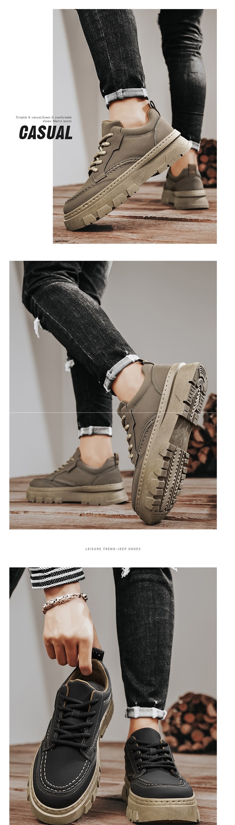 ShoeGlobe Herbst Wasserdichte, rutschfeste und abriebfeste Arbeitsschuhe für Herren, Freizeitschuhe mit dicker Sohle, Wanderschuhe, Martin-Stiefel_voghion.com