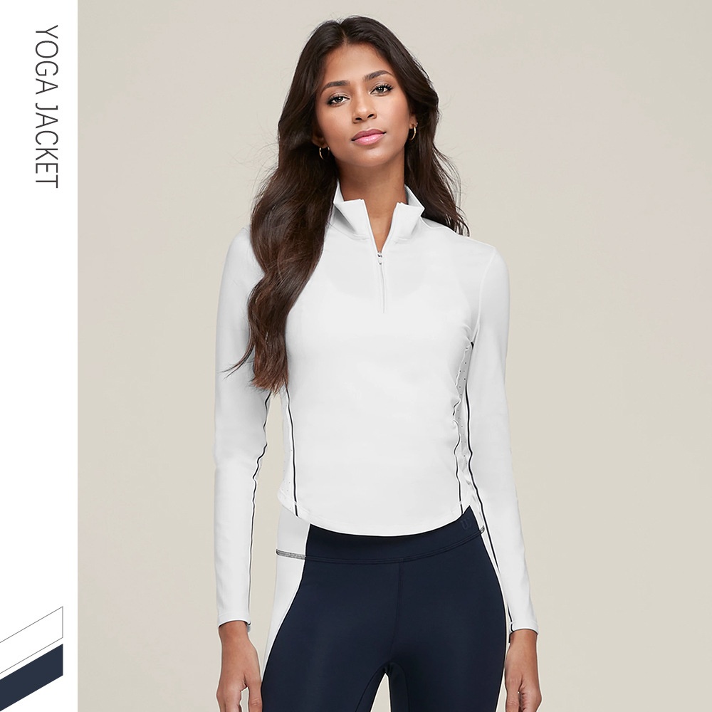 ActiveGo ActiveGo Nuovo stile europeo e americano per yoga da donna, top a maniche lunghe con mezza zip, aderente, ad asciugatura rapida, per la corsa all'aperto_voghion.com