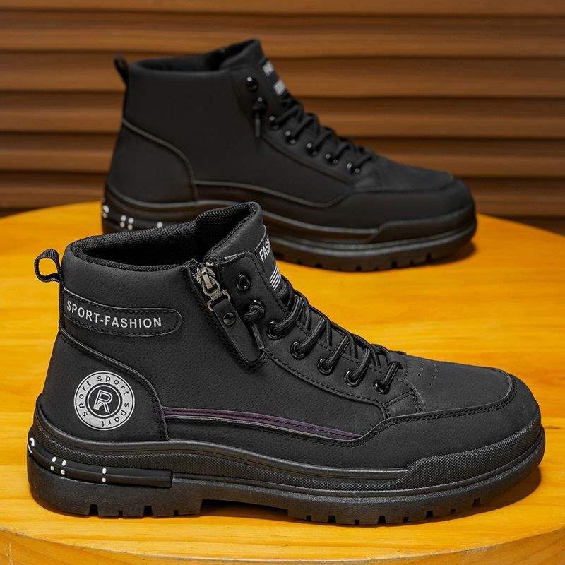 ShoeGlobe Stivali da uomo Martin High Top, stile britannico retrò, impermeabili, antiscivolo, da lavoro e da escursionismo all'aperto_voghion.com