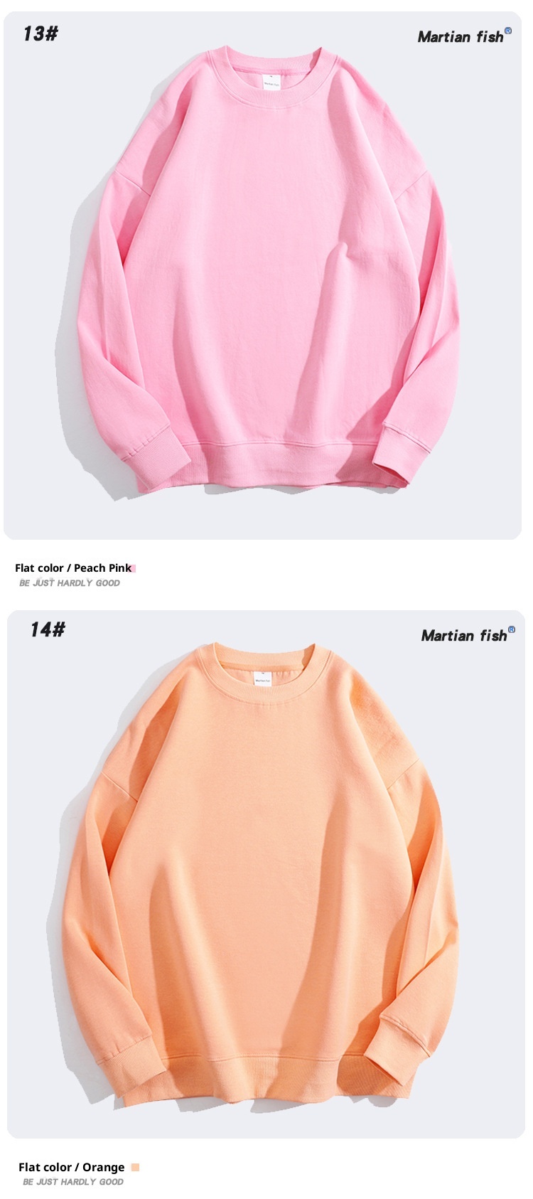 Sudadera unisex oversize de algodón saludable de 300 g, color liso, cuello redondo y hombros caídos. Ideal para padres e hijos._voghion.com