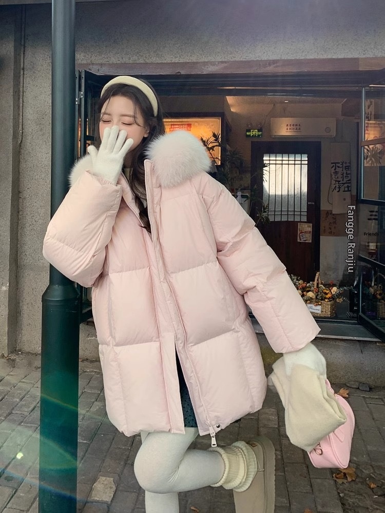 ChicShe Madofi Madou/Belove Moscow Giacca in piumino d'anatra bianca con collo in pelliccia di volpe per donna 2024 Novità invernale_voghion.com