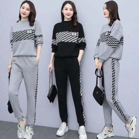 001 2023 Autumn Winter New Fashionable Two-Piece Set For Plus Size Women, Casual Sports Suit Trendy_voghion.com