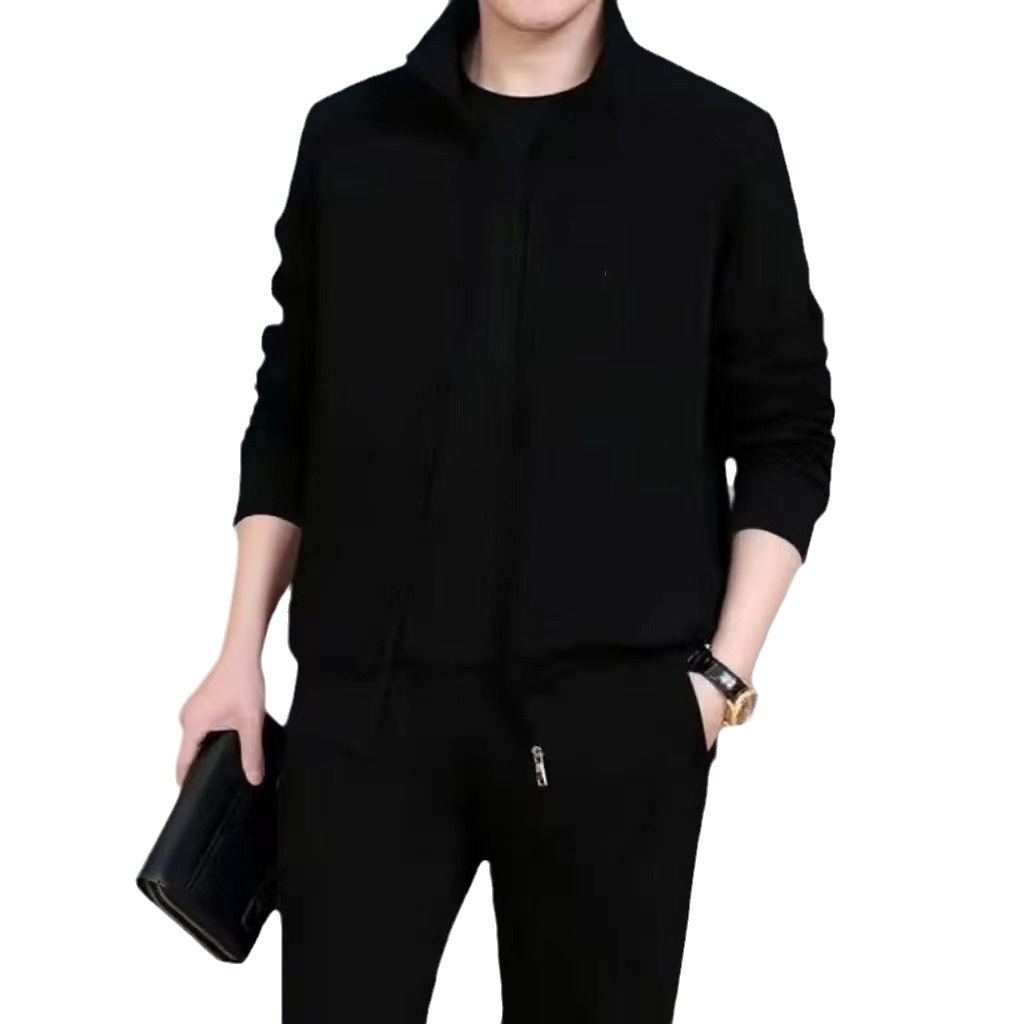 001 Felpa da uomo, tuta da corsa, casual, per giovani, da uomo, da esterno, per autunno e inverno, set da due pezzi per papà di mezza età_voghion.com