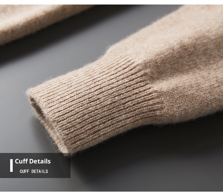 1 100% Wool Sweater For Men, Half Turtleneck, Zipper, Thickened Base Sweater, Autumn Winter Business Casual Solid Color_voghion.com