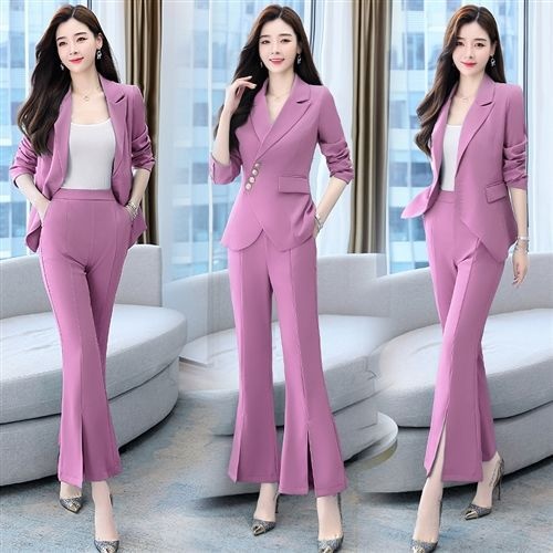 GraceChic 2025 Spring Fashion Suit Elegant Slim Fit Women's Flared Pants Two-Piece Set Trendy Commuting_voghion.com