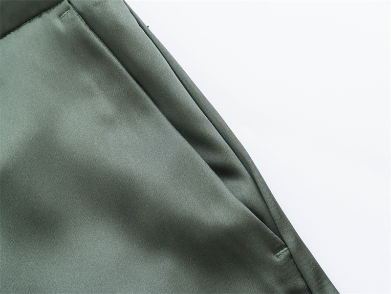 GraceChic 2023 Autunno Nuovo Stile Semplice Moda Donna Camicia in Raso di Seta Testurizzata + Set Pantaloni Casual a Gamba Larga_voghion.com