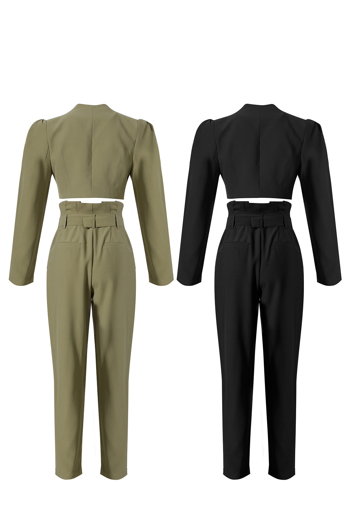 GraceChic 2023 Spring New Women's Suit Elegant Top High Waist Casual Wide Leg Pants Fashion Workwear Two-Piece Set_voghion.com