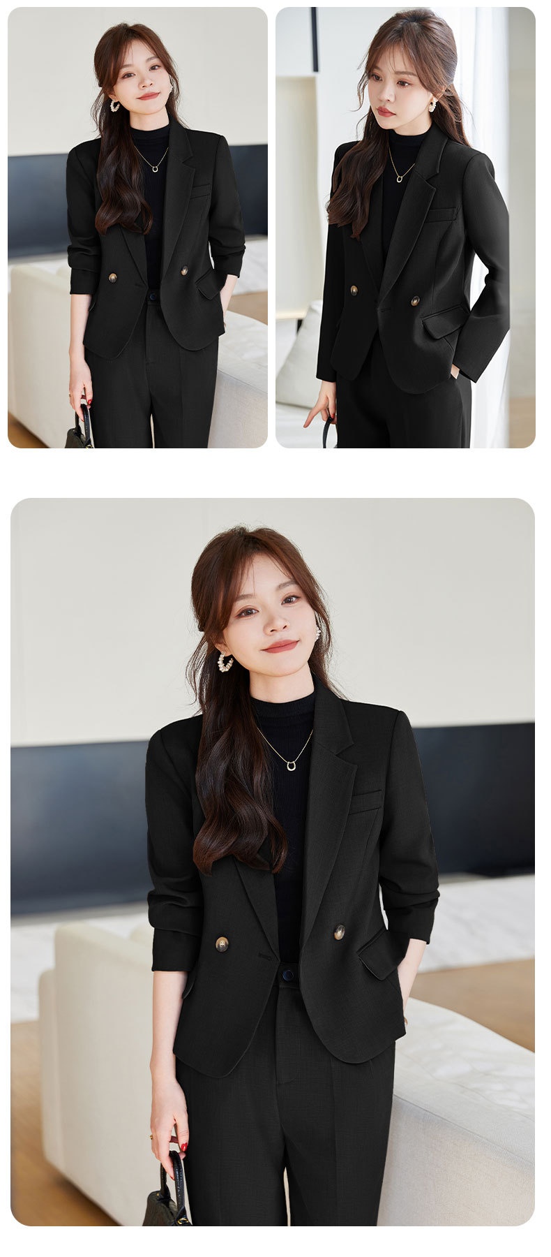 GraceChic Frühjahr/Herbst 2024 Neuer Petite-Short-Anzug für Damen, kleiner Blazer mit weit geschnittener Hose, zweiteiliges Set für den täglichen Weg zur Arbeit_voghion.com