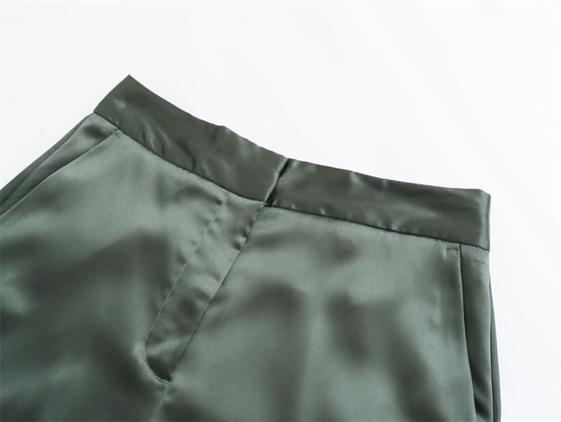 GraceChic 2023 Autunno Nuovo Stile Semplice Moda Donna Camicia in Raso di Seta Testurizzata + Set Pantaloni Casual a Gamba Larga_voghion.com