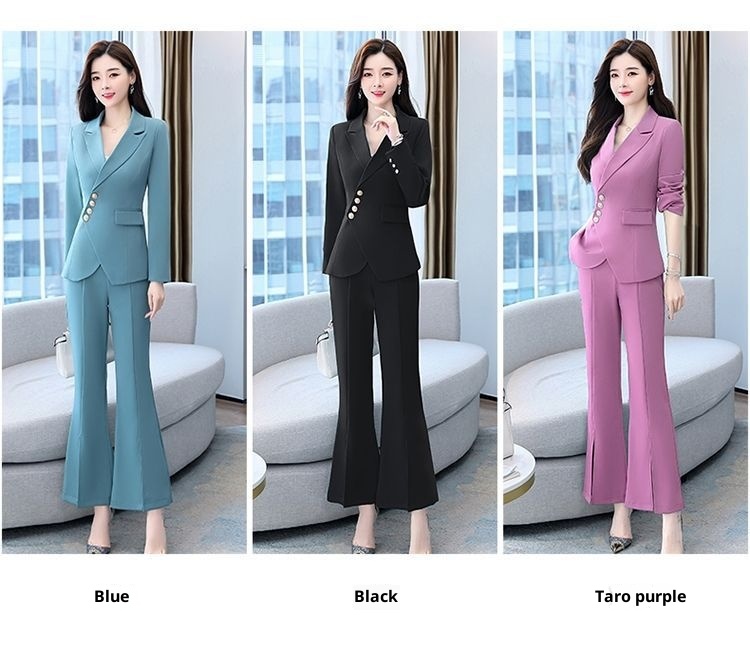 GraceChic 2025 Spring Fashion Suit Elegant Slim Fit Women's Flared Pants Two-Piece Set Trendy Commuting_voghion.com