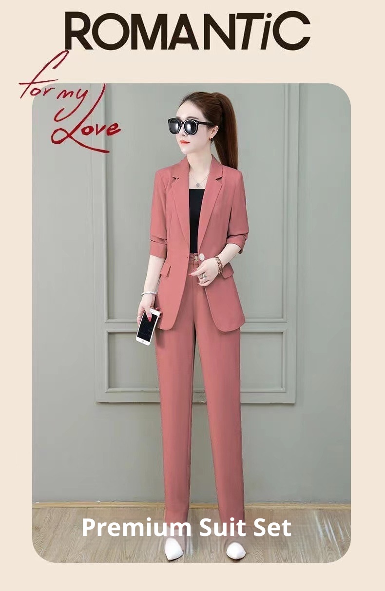 GraceChic 2025 New Long Sleeve Professional Suit Stylish High-end Slim Fit Casual Blazer Spring Autumn Two-piece Set_voghion.com