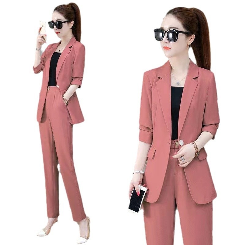 GraceChic 2025 New Long Sleeve Professional Suit Stylish High-end Slim Fit Casual Blazer Spring Autumn Two-piece Set_voghion.com