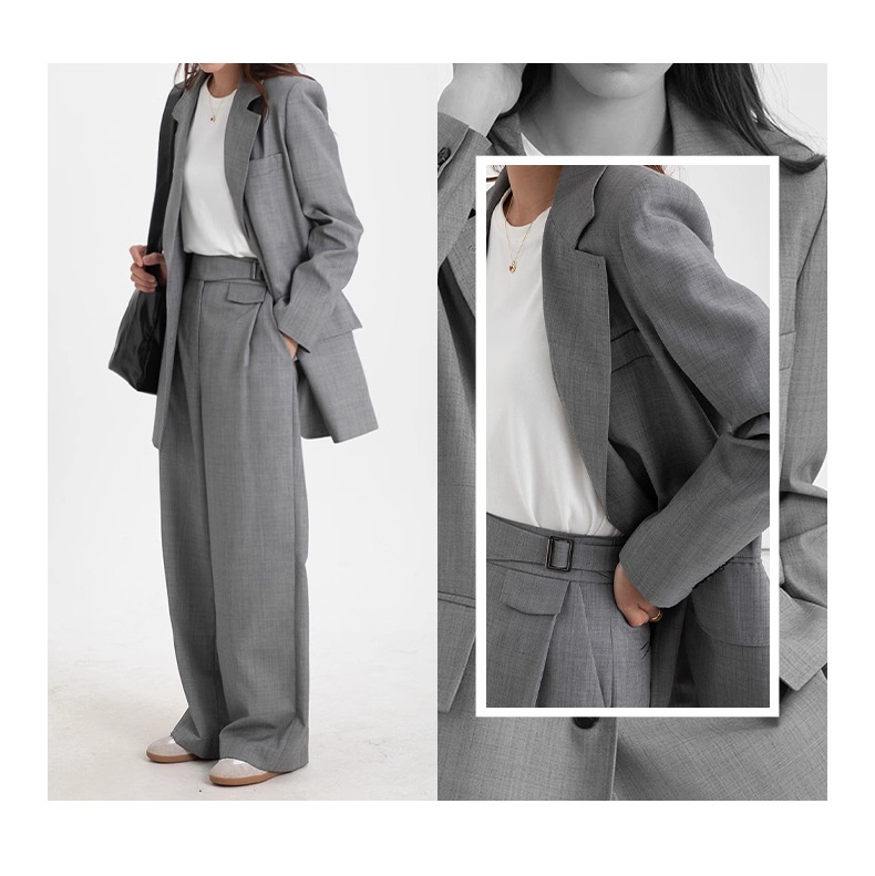 GraceChic Rongtai Thin Casual Draped Trousers Two-Piece Set Spring And Autumn Design Sense Elegant Loose Slimming Suit For Women_voghion.com