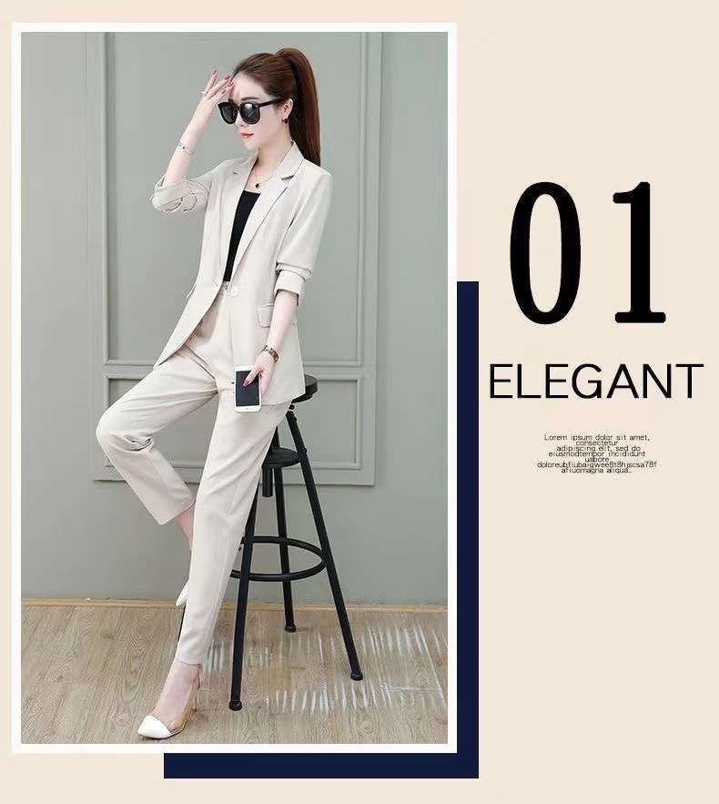 GraceChic 2025 New Long Sleeve Professional Suit Stylish High-end Slim Fit Casual Blazer Spring Autumn Two-piece Set_voghion.com