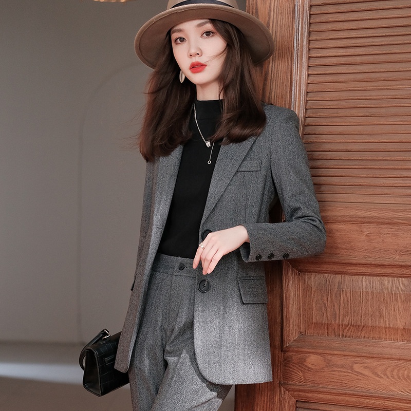 GraceChic High-end Wool Blazer Professional Wear, Elegant Goddess Style, Thickened Plus Size Suit For Work_voghion.com