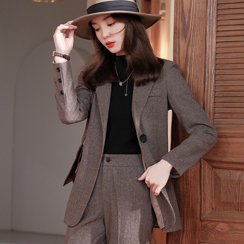 GraceChic High-end Wool Blazer Professional Wear, Elegant Goddess Style, Thickened Plus Size Suit For Work_voghion.com