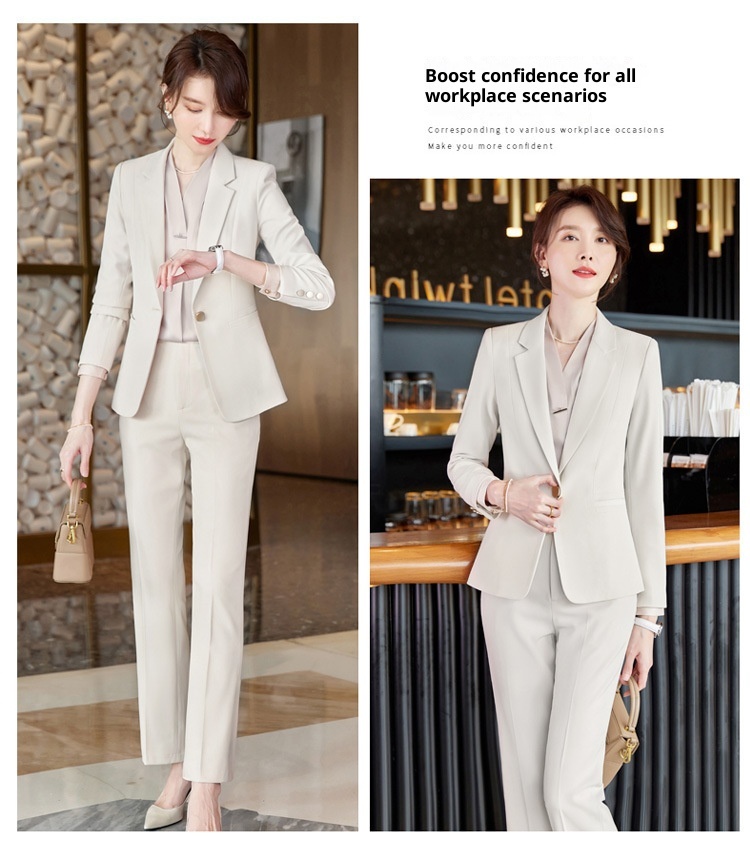 GraceChic XN9680 Damen-Anzugset Herbst Neu Modisch Elegant Blazer Gerade-Leg Hose Casual Interview Professionell Formal_voghion.com