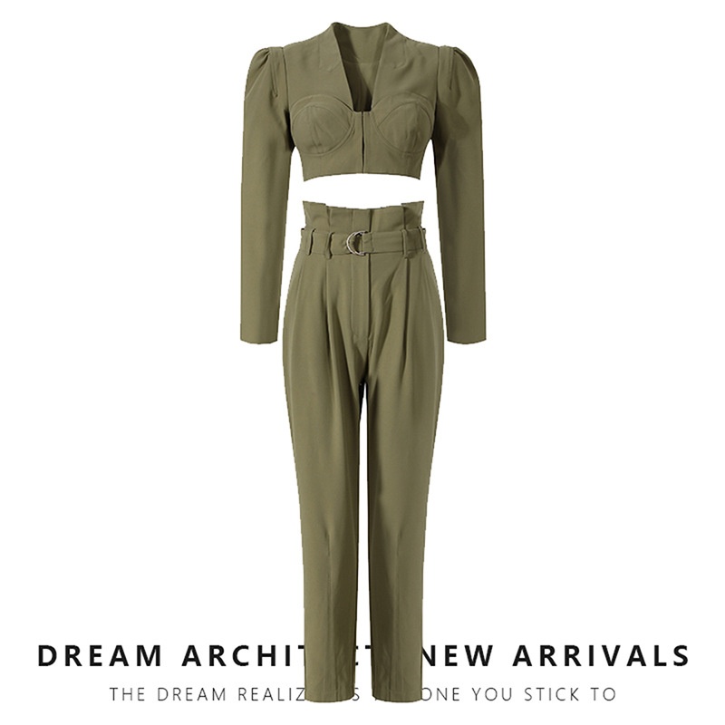 GraceChic 2023 Spring New Women's Suit Elegant Top High Waist Casual Wide Leg Pants Fashion Workwear Two-Piece Set_voghion.com