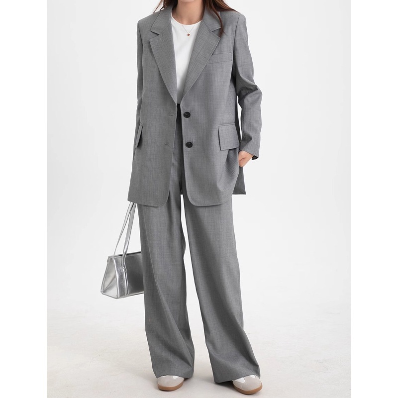 GraceChic Rongtai Thin Casual Draped Trousers Two-Piece Set Spring And Autumn Design Sense Elegant Loose Slimming Suit For Women_voghion.com