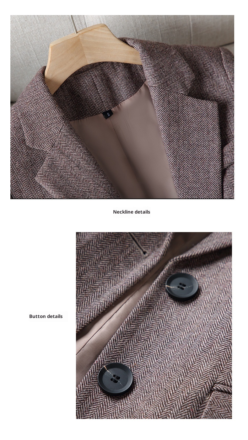 GraceChic High-end Wool Blazer Professional Wear, Elegant Goddess Style, Thickened Plus Size Suit For Work_voghion.com