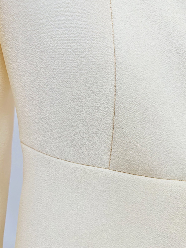 GraceChic Disponibile nel 2025 Nuovo Completo Due Pezzi da Abito con Cintura in Vita e Bottoni Nascosti in Colore Crema, Moda Celebrità Semplice_voghion.com