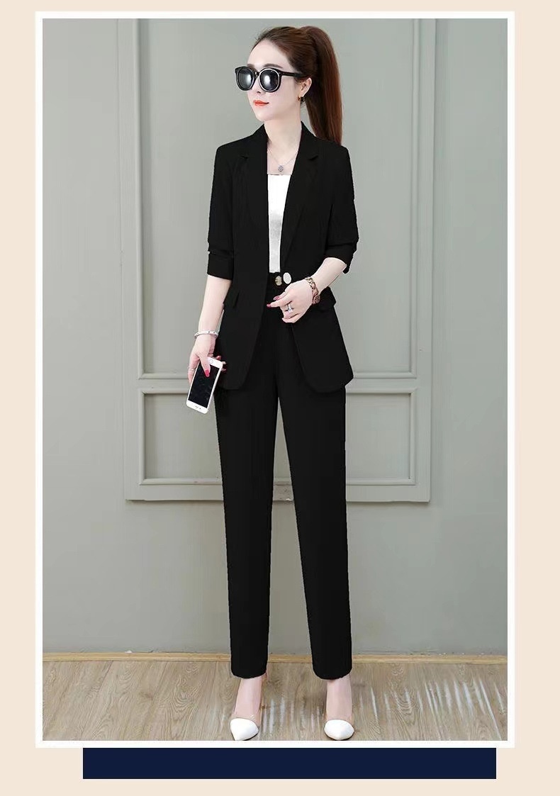 GraceChic 2025 New Long Sleeve Professional Suit Stylish High-end Slim Fit Casual Blazer Spring Autumn Two-piece Set_voghion.com