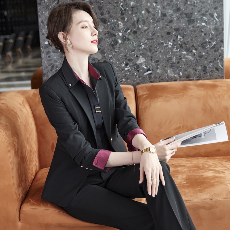 GraceChic XN9680 Damen-Anzugset Herbst Neu Modisch Elegant Blazer Gerade-Leg Hose Casual Interview Professionell Formal_voghion.com