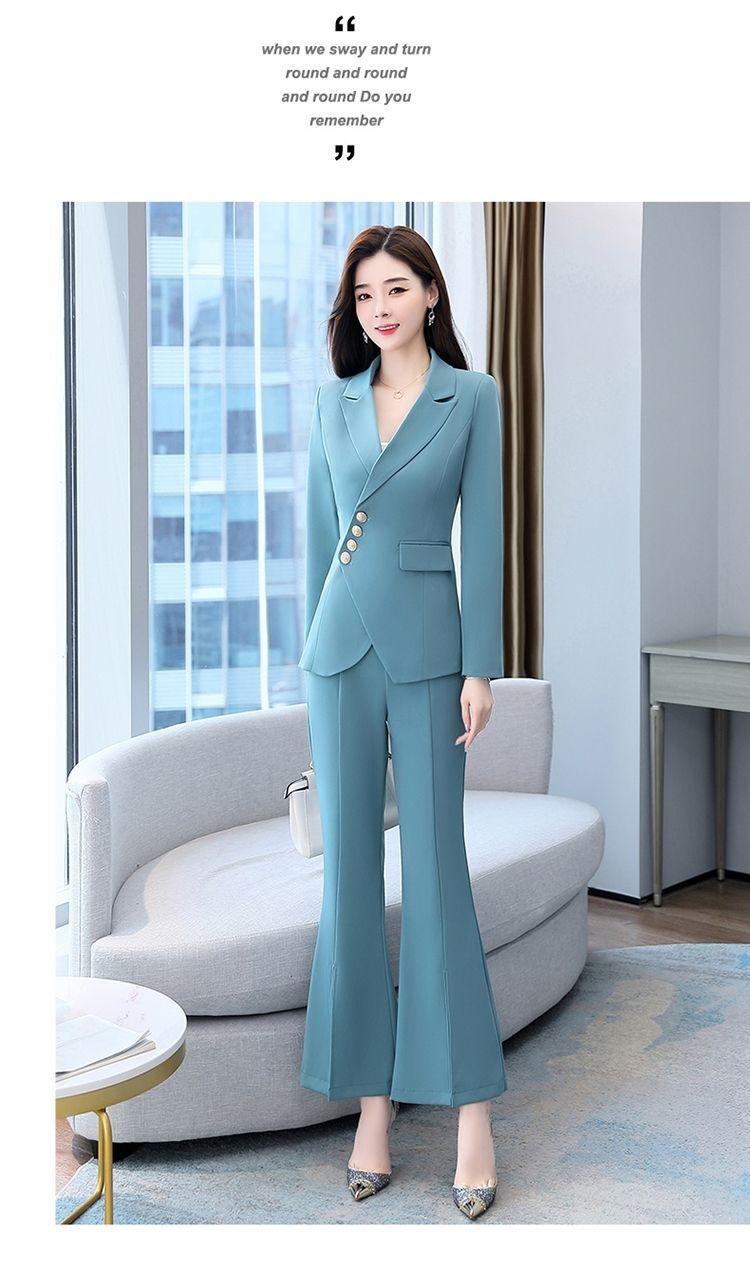 GraceChic 2025 Spring Fashion Suit Elegant Slim Fit Women's Flared Pants Two-Piece Set Trendy Commuting_voghion.com