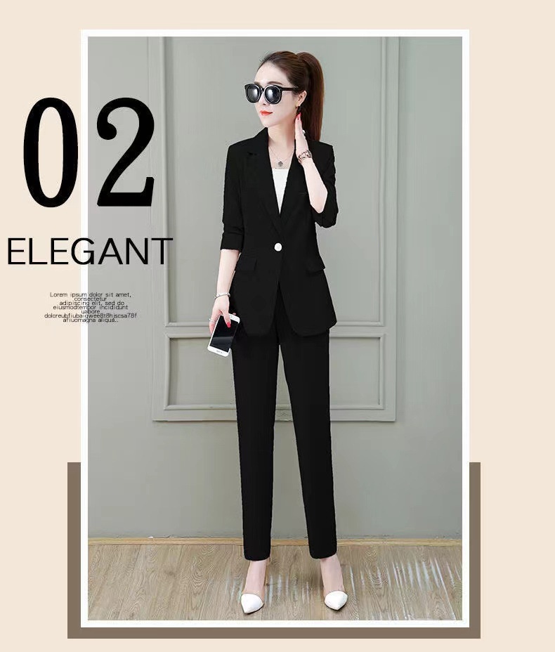 GraceChic 2025 New Long Sleeve Professional Suit Stylish High-end Slim Fit Casual Blazer Spring Autumn Two-piece Set_voghion.com