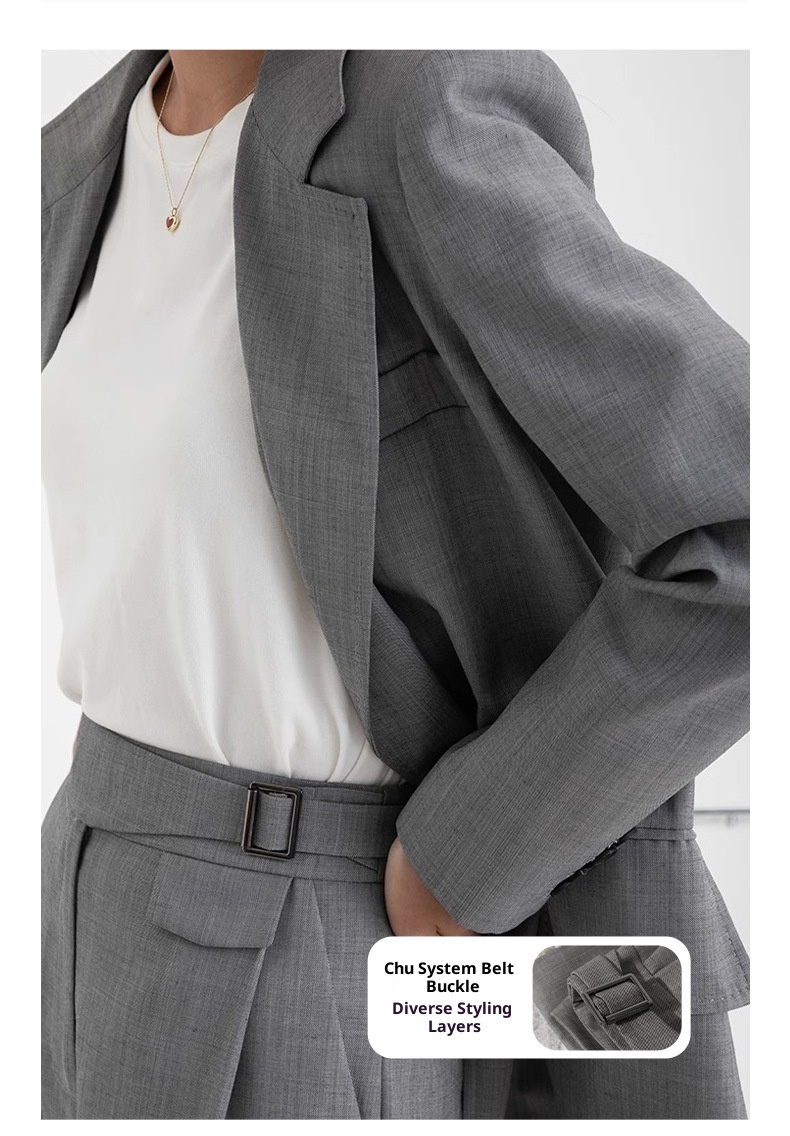 GraceChic Rongtai Thin Casual Draped Trousers Two-Piece Set Spring And Autumn Design Sense Elegant Loose Slimming Suit For Women_voghion.com