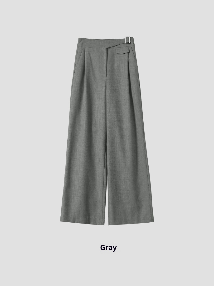 GraceChic Rongtai Thin Casual Draped Trousers Two-Piece Set Spring And Autumn Design Sense Elegant Loose Slimming Suit For Women_voghion.com