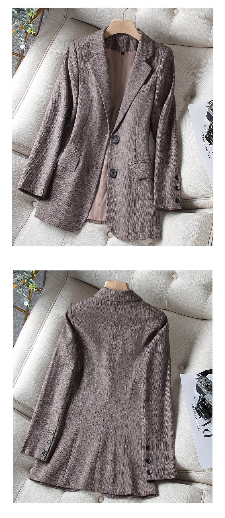GraceChic High-end Wool Blazer Professional Wear, Elegant Goddess Style, Thickened Plus Size Suit For Work_voghion.com