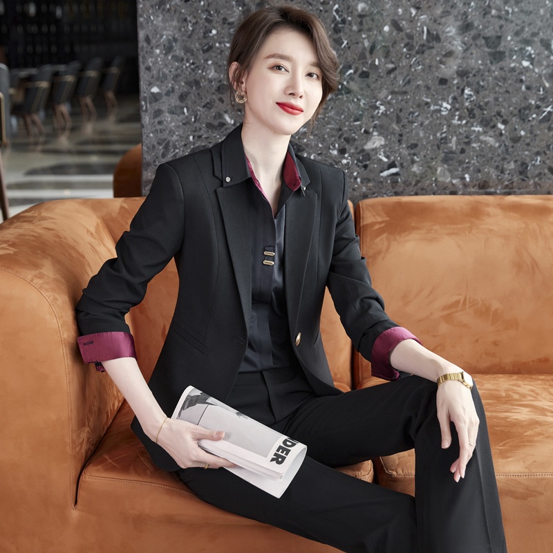 GraceChic XN9680 Damen-Anzugset Herbst Neu Modisch Elegant Blazer Gerade-Leg Hose Casual Interview Professionell Formal_voghion.com