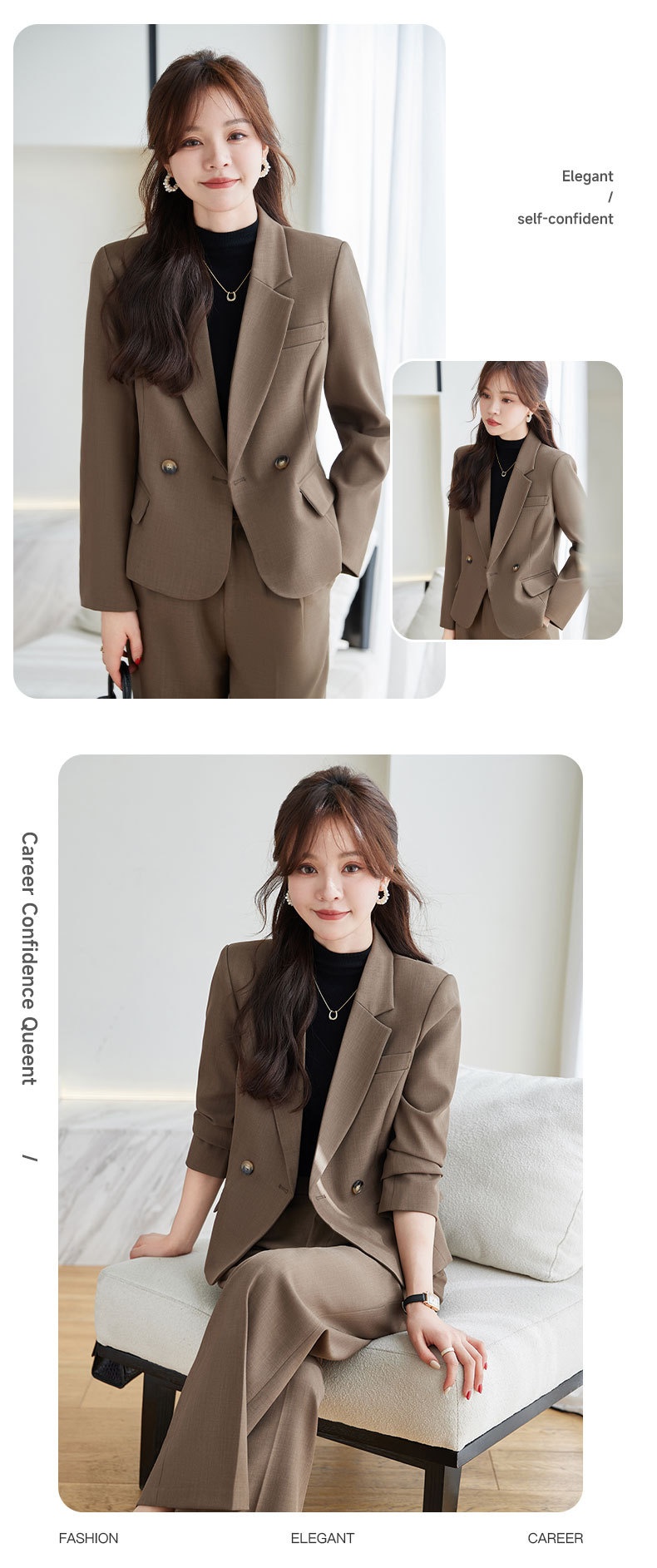 GraceChic Frühjahr/Herbst 2024 Neuer Petite-Short-Anzug für Damen, kleiner Blazer mit weit geschnittener Hose, zweiteiliges Set für den täglichen Weg zur Arbeit_voghion.com