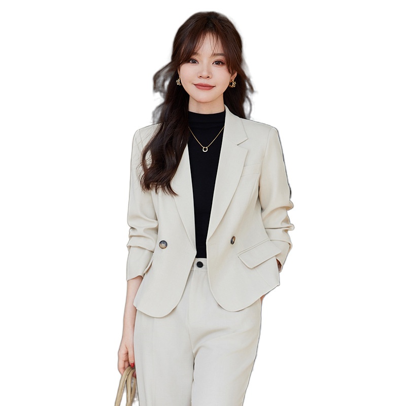 GraceChic Frühjahr/Herbst 2024 Neuer Petite-Short-Anzug für Damen, kleiner Blazer mit weit geschnittener Hose, zweiteiliges Set für den täglichen Weg zur Arbeit_voghion.com