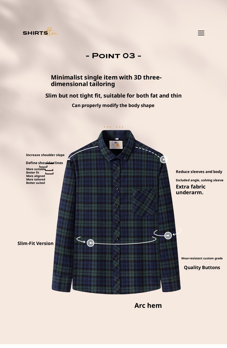 ForMen Herbst Winter Jugend Reine Baumwolle Gebürstetes Karomuster Modisches Freizeit-Flanellhemd mit langen Ärmeln Neu Herren_voghion.com