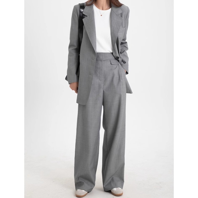 GraceChic Rongtai Thin Casual Draped Trousers Two-Piece Set Spring And Autumn Design Sense Elegant Loose Slimming Suit For Women_voghion.com